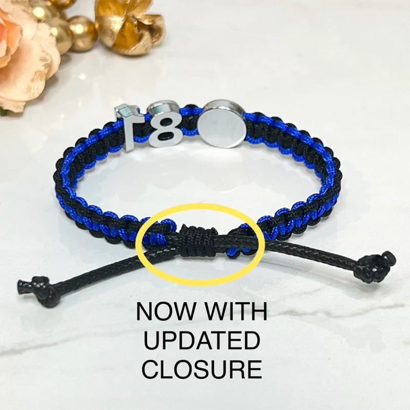 Customized sports team bracelet, adjustable cord
