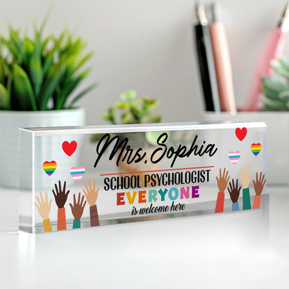 Custom Name Plate for Desk, Teacher Name Plate, Psychologist Gift