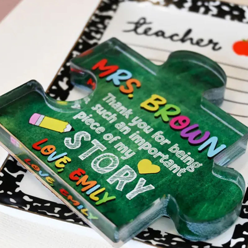 Personalized Teacher Appreciation Gift Puzzle Piece, Custom Acrylic