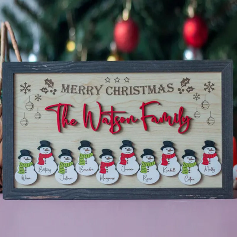Personalized Snowman Family Sign: Custom Christmas Decor
