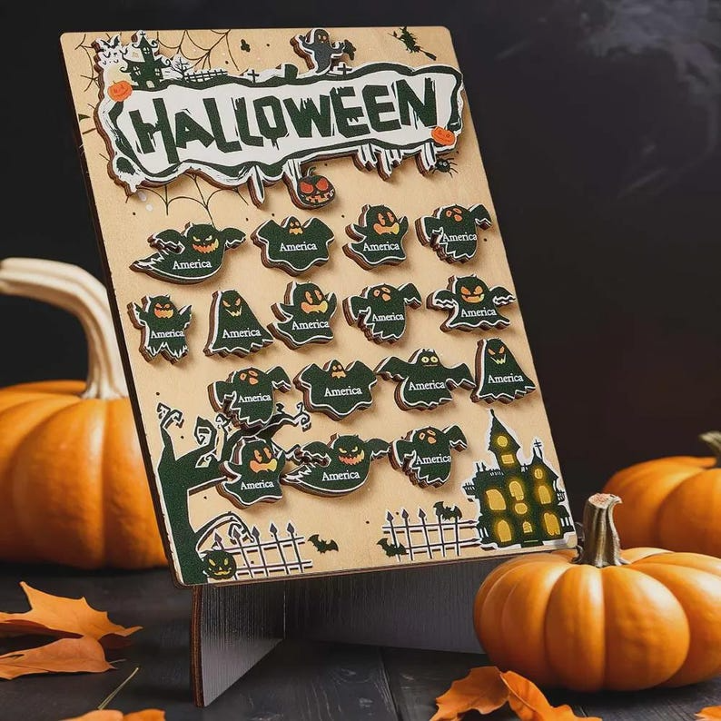 Personalized Ghost Family Sign, Custom Names, Ghost Shape