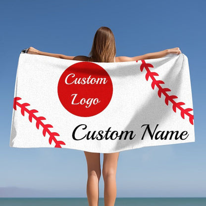 Personalized Beach Towel - Baseball Custom Towel - Custom Baseball