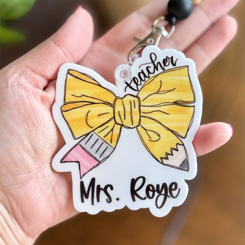 Personalized Teacher Lanyard, Teacher Bow Lanyard