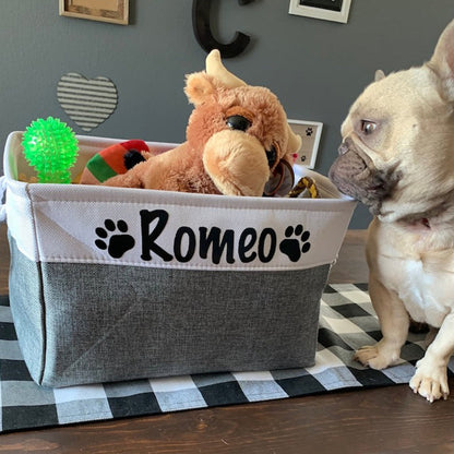 Cartoon Dog Toys Bin Storage, Dog Lovers Gift, Custom Dog Name
