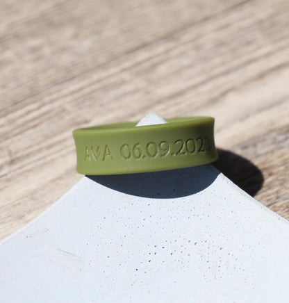 PERSONALIZED - 8MM Beveled Edge Silicone Ring