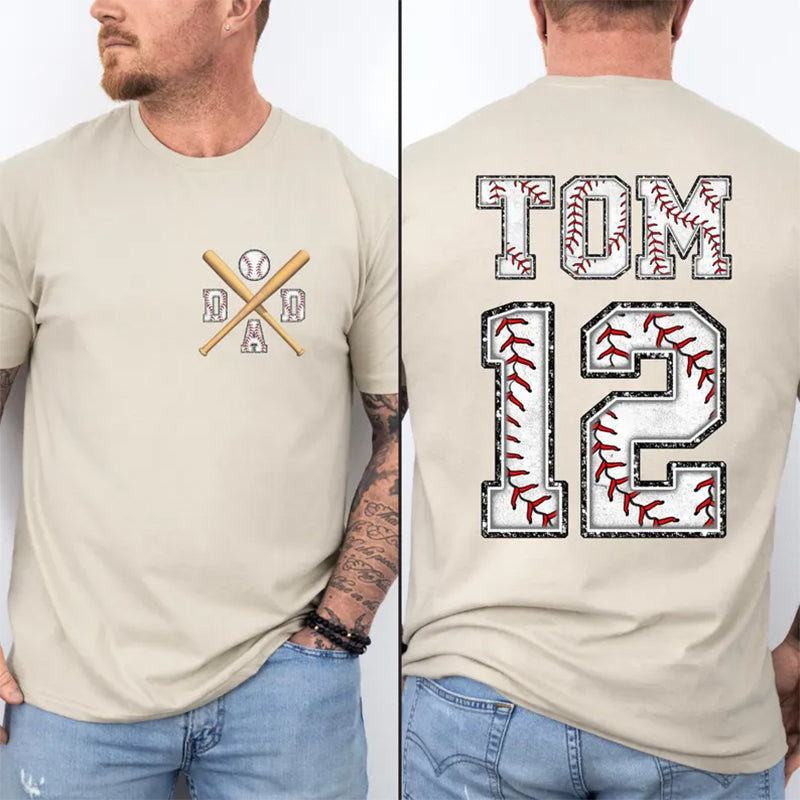 Custom Baseball Dad Shirt With Kids Number and Name
