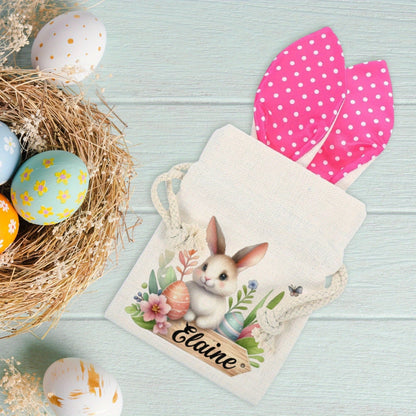 Customizable Easter Bunny Ear Gift Bag with Personalized Name