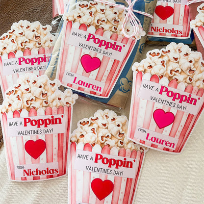 Valentine popcorn stickers,Valentine's Day stickers sets of 6