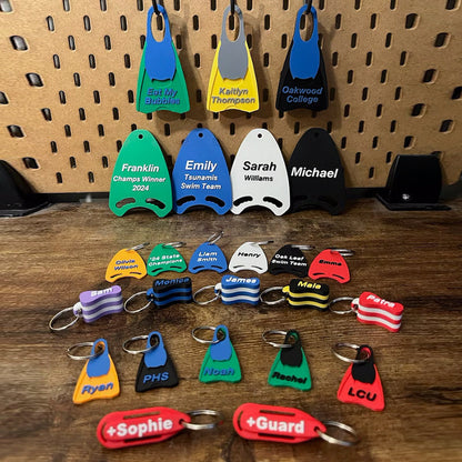 Personalized Swim Fins Keychain | Backpack Tags