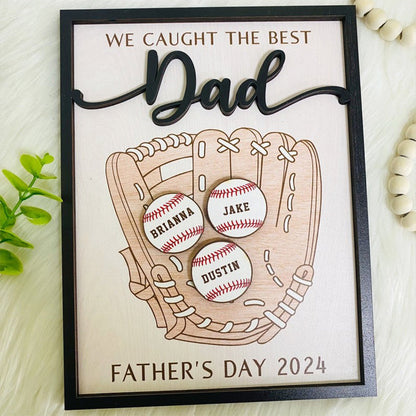 Personalized We Caught The Best Dad, Kid's Name Personalized Throwing Ball