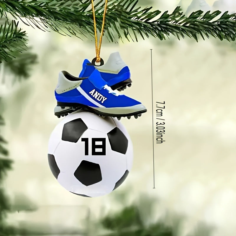 Personalized Soccer Christmas Ornament - Custom Name & Number