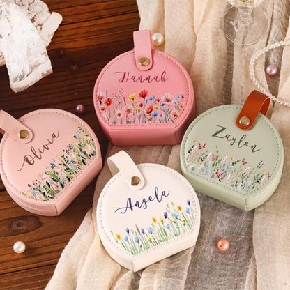 Personalized Birth Flower Jewelry Box: Custom Name Travel Keepsake