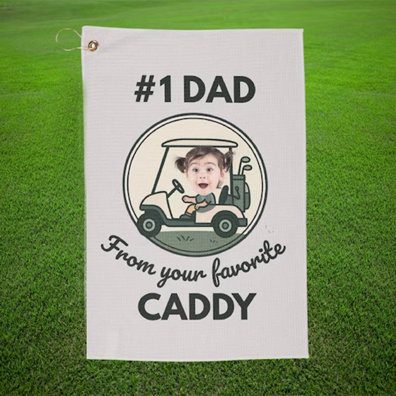 Personalized Custom Golf Towel for Dad with Child's Photo