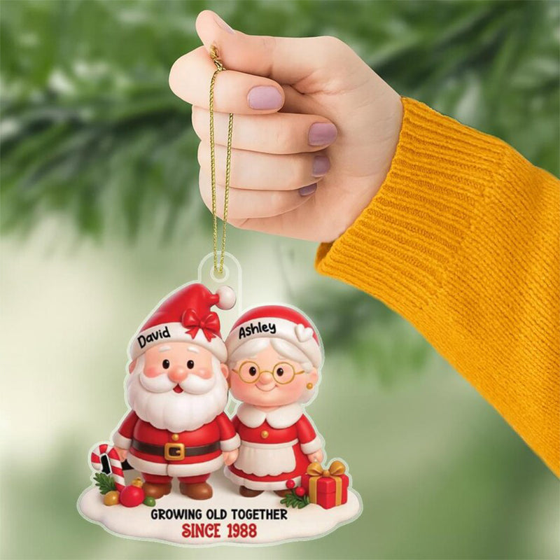 Personalized Santa Couple Growing Old Together Acrylic Ornament