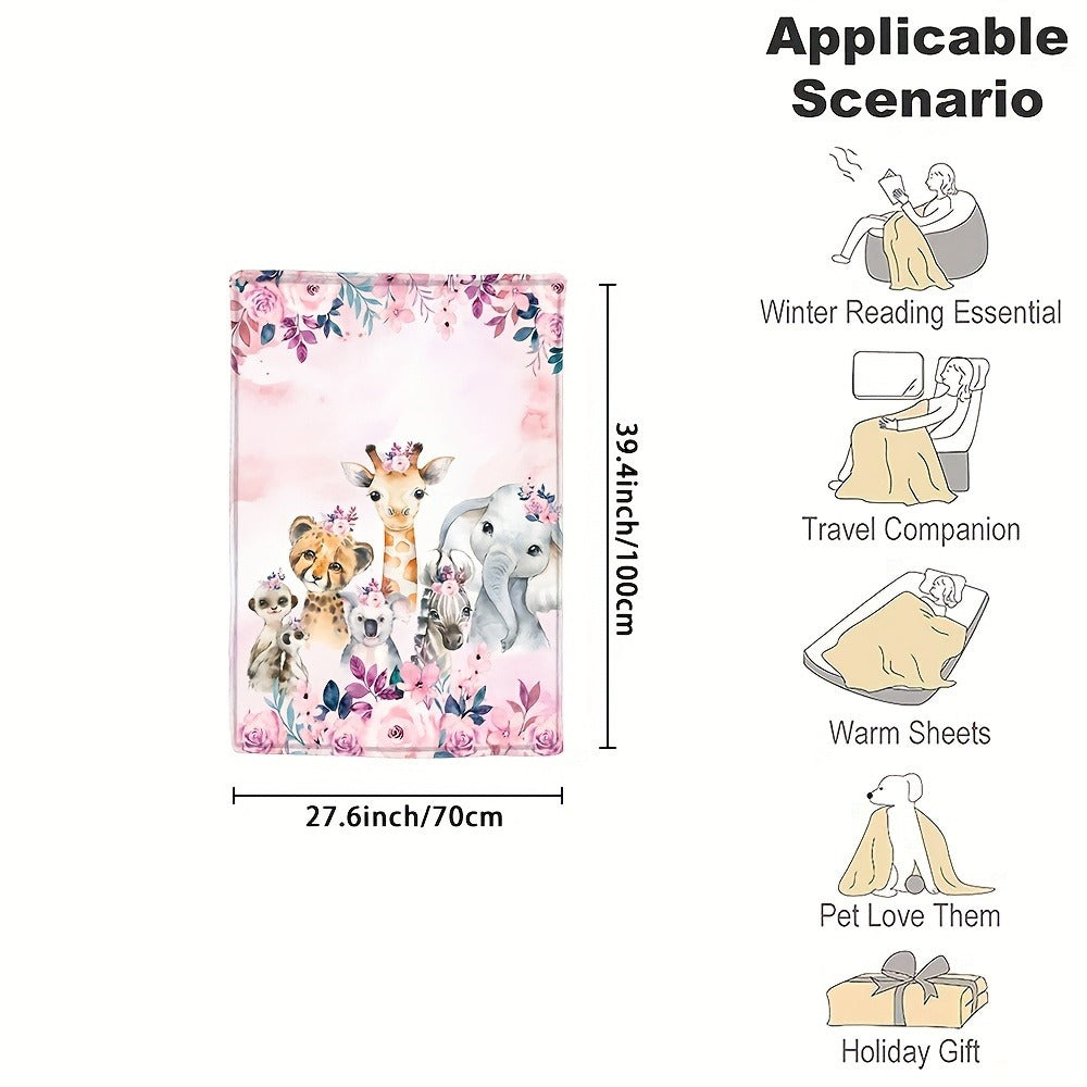 Personalized Animal Fleece Blanket with Custom Name And Letter Design