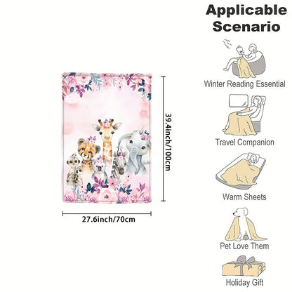 Personalized Animal Fleece Blanket with Custom Name And Letter Design