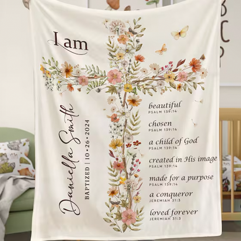 Baptism Gift Girl, Baptism Blanket, Personalized Blanket For Baby