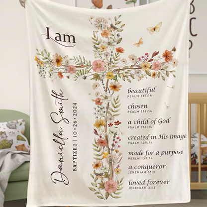 Baptism Gift Girl, Baptism Blanket, Personalized Blanket For Baby