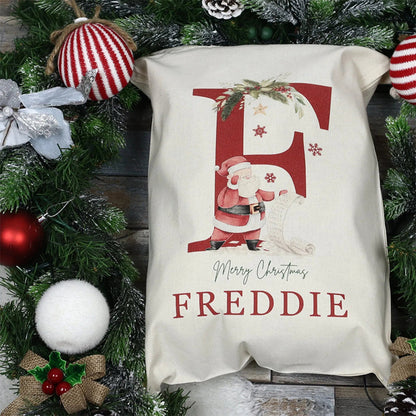 Personalized Name & Initial Christmas Gift Sack Custom Your Name