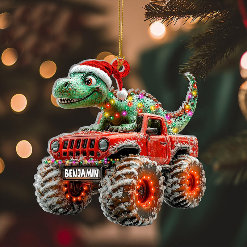 Custom Dinosaur Christmas Ornament, Monster Truck Ornament