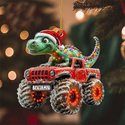 Custom Dinosaur Christmas Ornament, Monster Truck Ornament