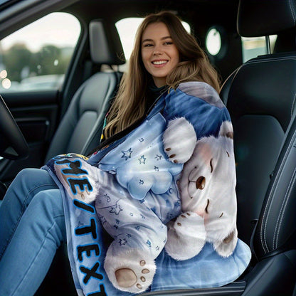 Personalized White Bear Flannel Blanket