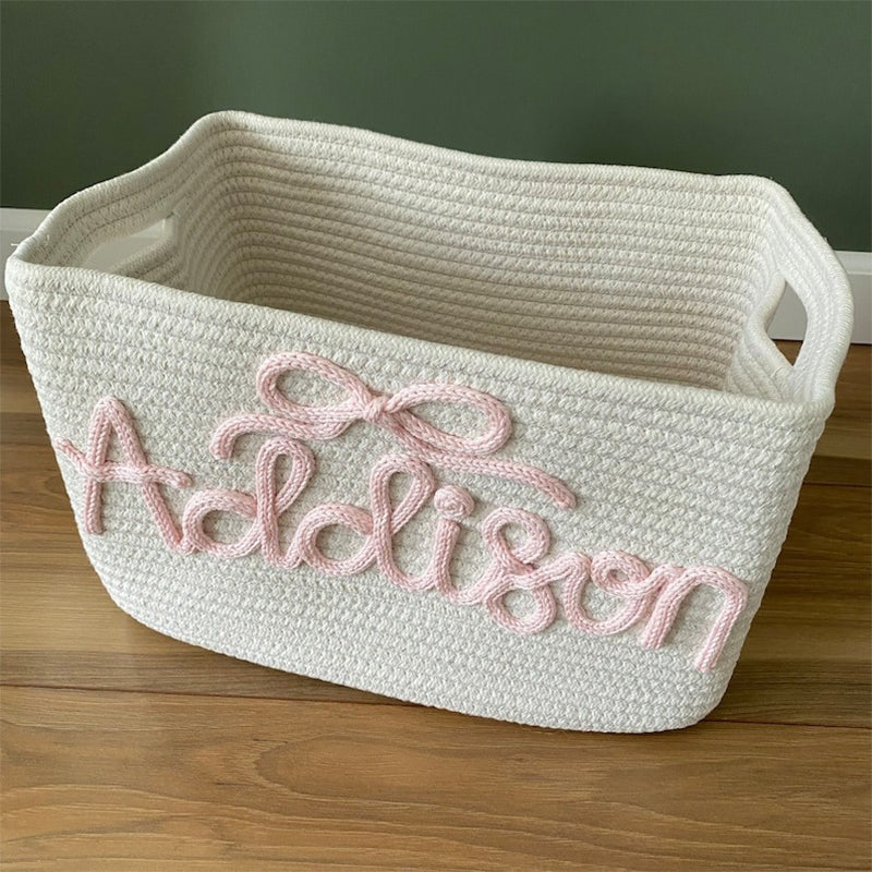 Personalized Name Basket with Bow, Baby shower gift basket