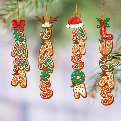 Personalized Gingerbread Alphabet Ornament, Custom Kids Name Christmas Tag