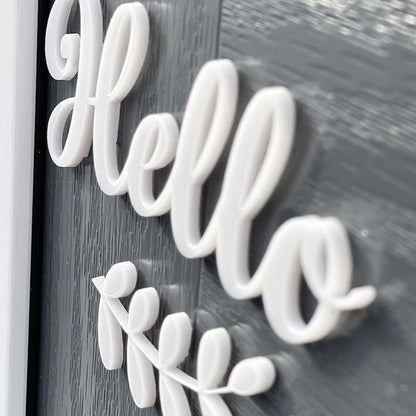 HELLO, GOODBYE, WELCOME 3D Acrylic Front Door Sign & Vine, Letterbox Sign