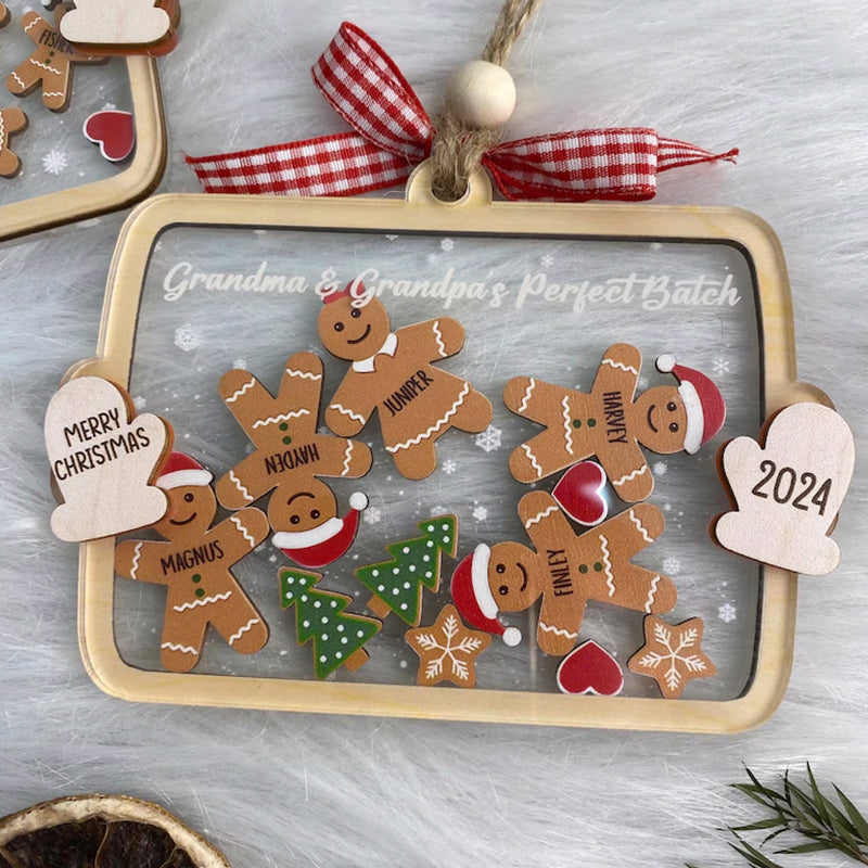 Custom Family Member Shaker Ornament, Custom Gingerbread Family Ornament
