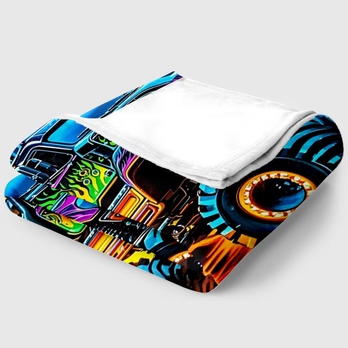 Truck Flame Neon Glow-in-the-Dark Printed Flannel Blanket