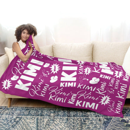 Customized Name Throw Blanket, Personalized Soft Flannel Fleece