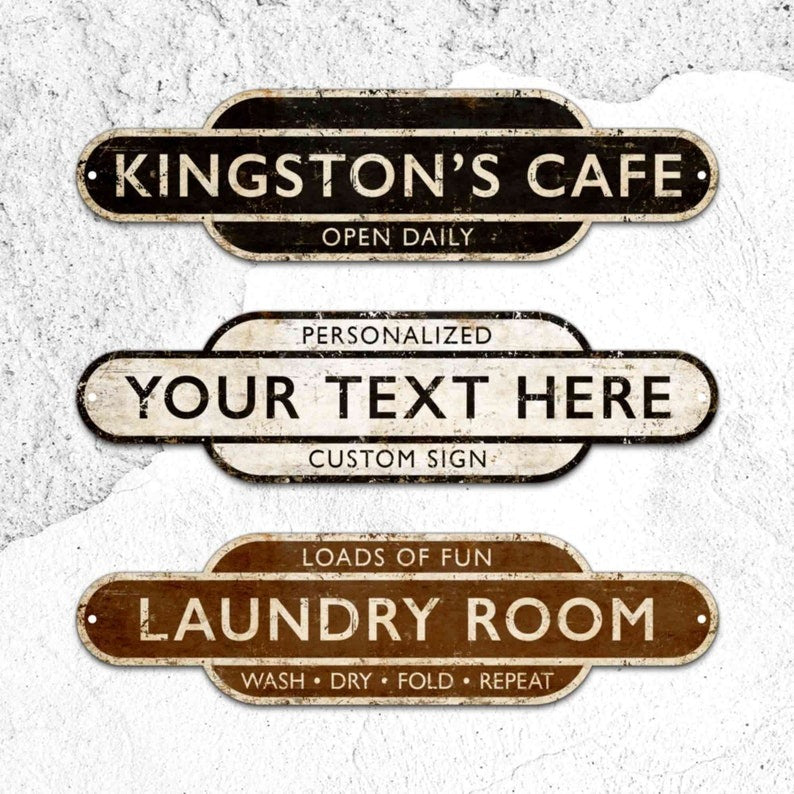 Railway Station Custom Sign, Rusty Personalized Sign