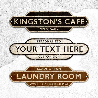 Railway Station Custom Sign, Rusty Personalized Sign