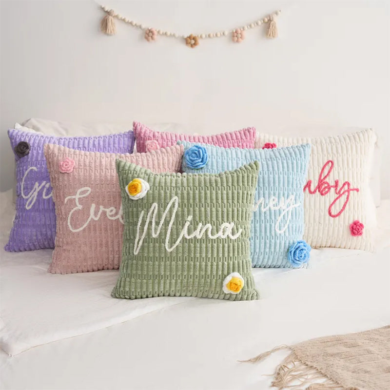 Custom Name Chenille Pillow | Personalized Throw Pillow Cover