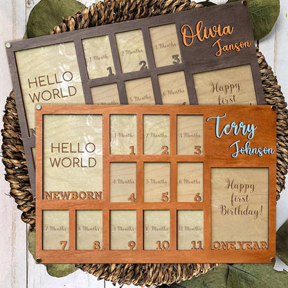 Custom Baby First Year Picture Frame, Newborn To One Year Photo Frame