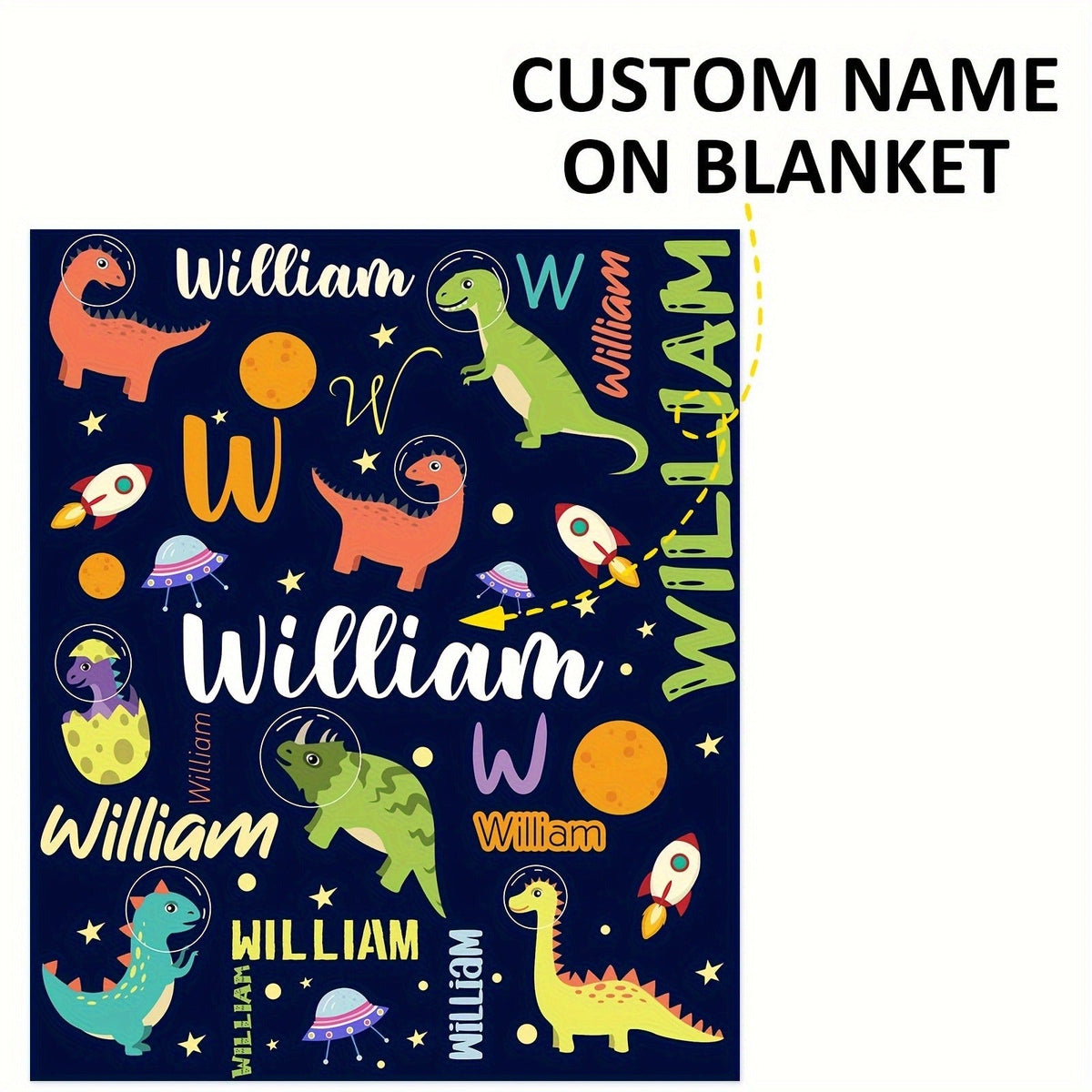 Personalized Cartoon Dinosaur Fleece Blanket - Perfect for Teens and Adults