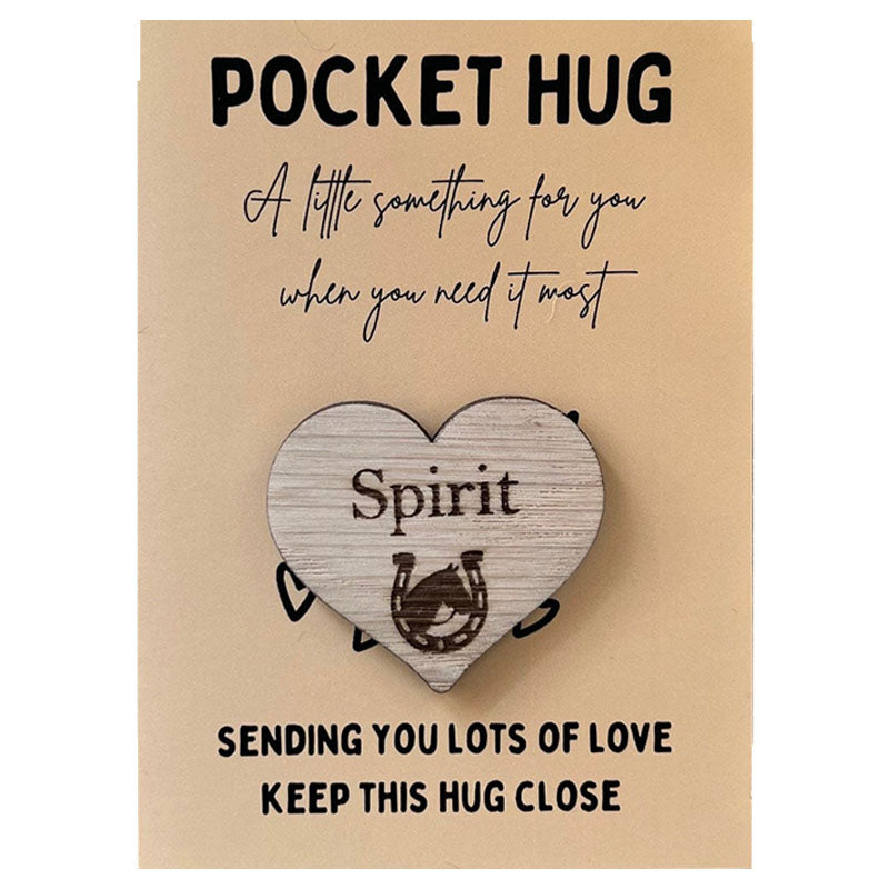 PET POCKET HUG -  Personalised Oak Wood Heart With Card - Rainbow Bridge