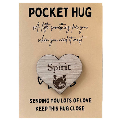 PET POCKET HUG -  Personalised Oak Wood Heart With Card - Rainbow Bridge