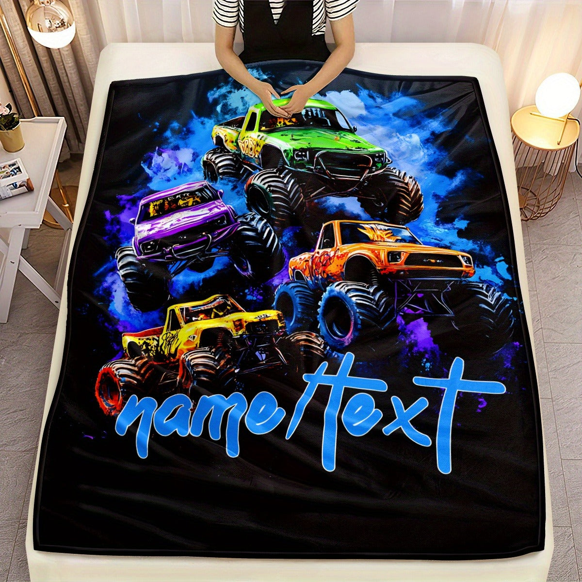 Customizable Monster Truck Flannel Blanket
