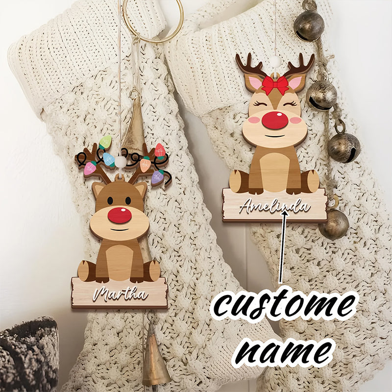 Personalized Christmas Reindeer Pendant - Custom Name/Text