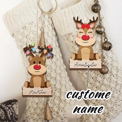 Personalized Christmas Reindeer Pendant - Custom Name/Text