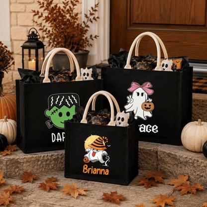 Personalized Halloween Trick or Treat Bag, Custom Name Halloween Tote