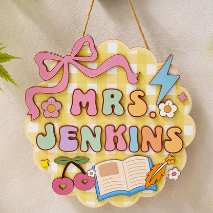 Personalized 3D Wood Teacher Door Sign, Classroom Door Hanger, Teacher Appreciation Gifts, Back To School Gift