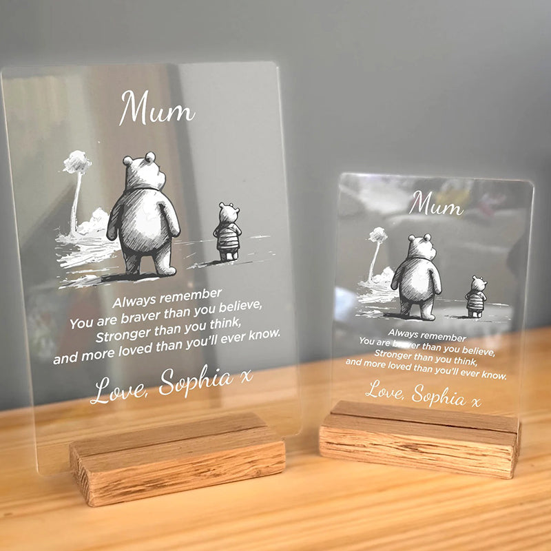 Personalised Mother's Day Plaque Gift, Solid Oak Stand from Daughter Son