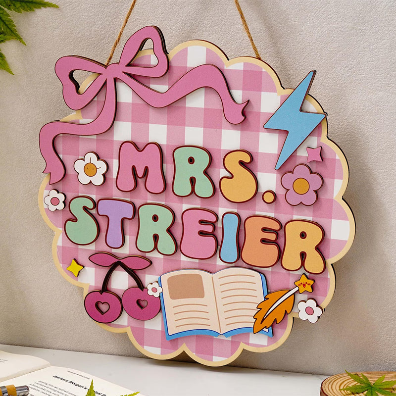 Personalized 3D Wood Teacher Door Sign, Classroom Door Hanger, Teacher Appreciation Gifts, Back To School Gift