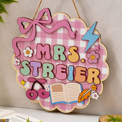 Personalized 3D Wood Teacher Door Sign, Classroom Door Hanger, Teacher Appreciation Gifts, Back To School Gift