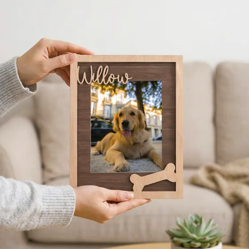 Custom Pet Memorial Frame, Personalized Wooden Picture Frame for Dog, Pet Loss Gift