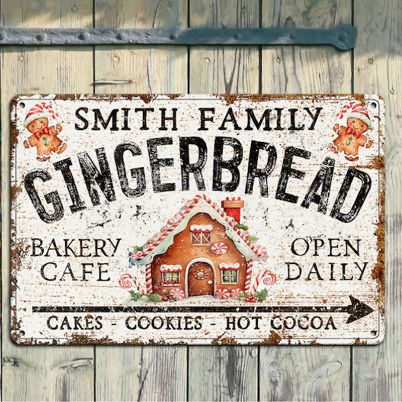Custom Name Gingerbread Bakery Metal Sign
