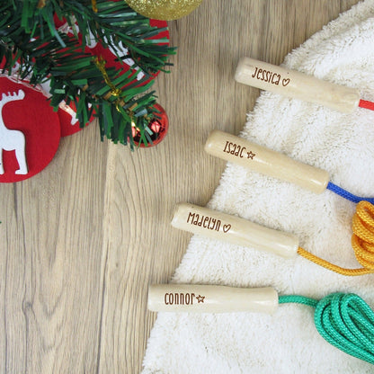 Personalised Wood & Coloured Children's Skipping Rope with Any Name